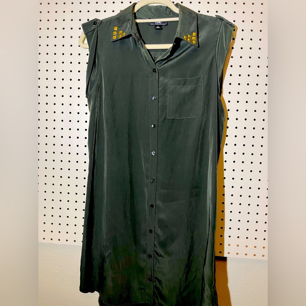 Olive green I.N. San Francisco collared dress